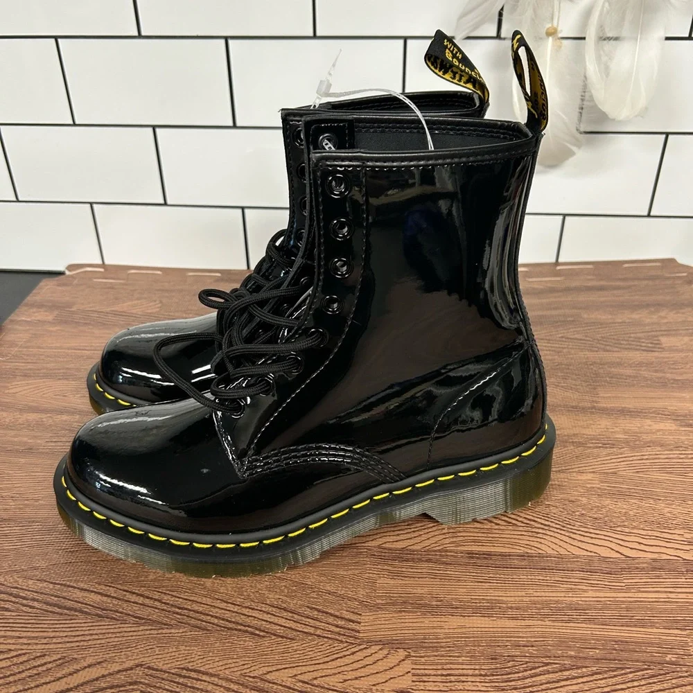 Dr. Martens 1460 Black Patent Leather Combat Boots Size 10 US / 8 UK NWOT - Picture 3 of 7